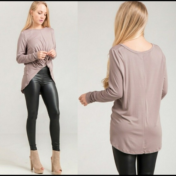 1 left! Mocha Knotted Top - Picture 2 of 3
